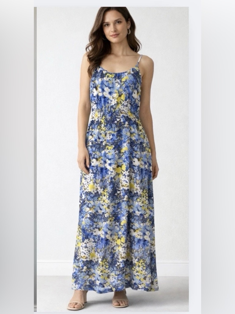 Banana Republic Blue Yellow Floral Maxi Dress